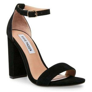 Steve Madden Black Suede Open Toe Heels 10